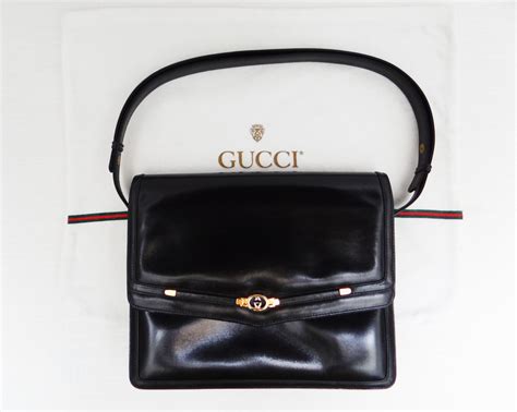 vintage black leather gucci purse|authentic vintage gucci handbags.